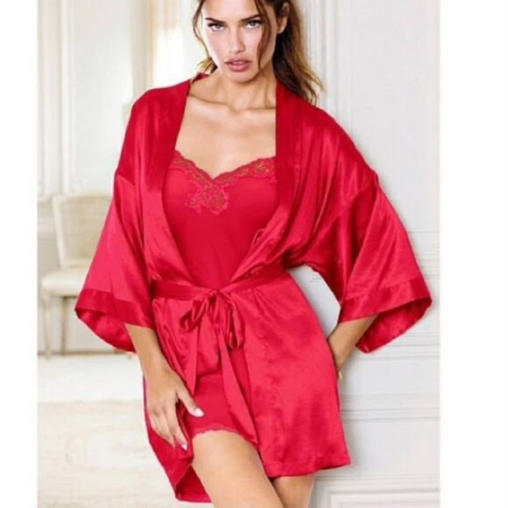 Victoria’s secret red silk satin robe